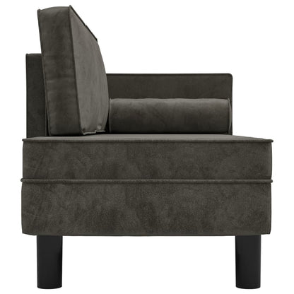 vidaXL Chaiselongue avec oreiller et traversin en velours gris foncé