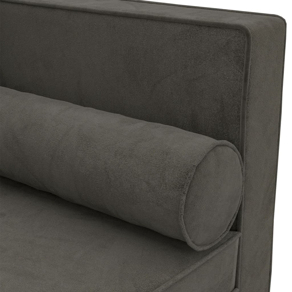 vidaXL Chaiselongue avec oreiller et traversin en velours gris foncé