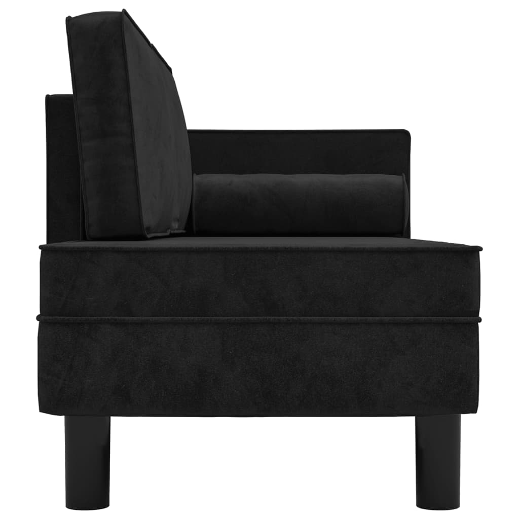 vidaXL Chaiselongue mit Kissen und Nackenrolle Schwarz Samt