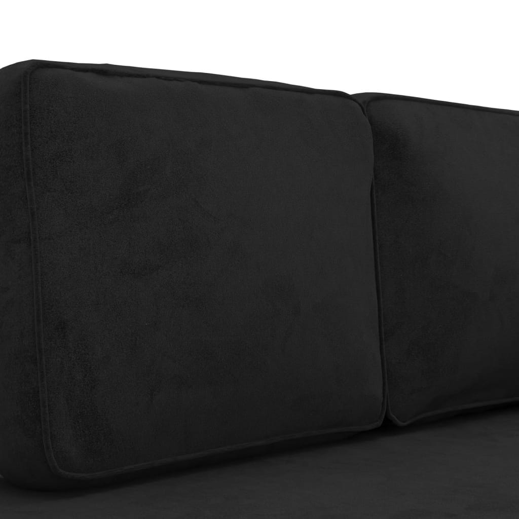 vidaXL Chaiselongue mit Kissen und Nackenrolle Schwarz Samt