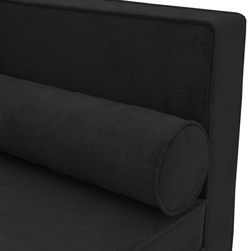 vidaXL Chaiselongue mit Kissen und Nackenrolle Schwarz Samt