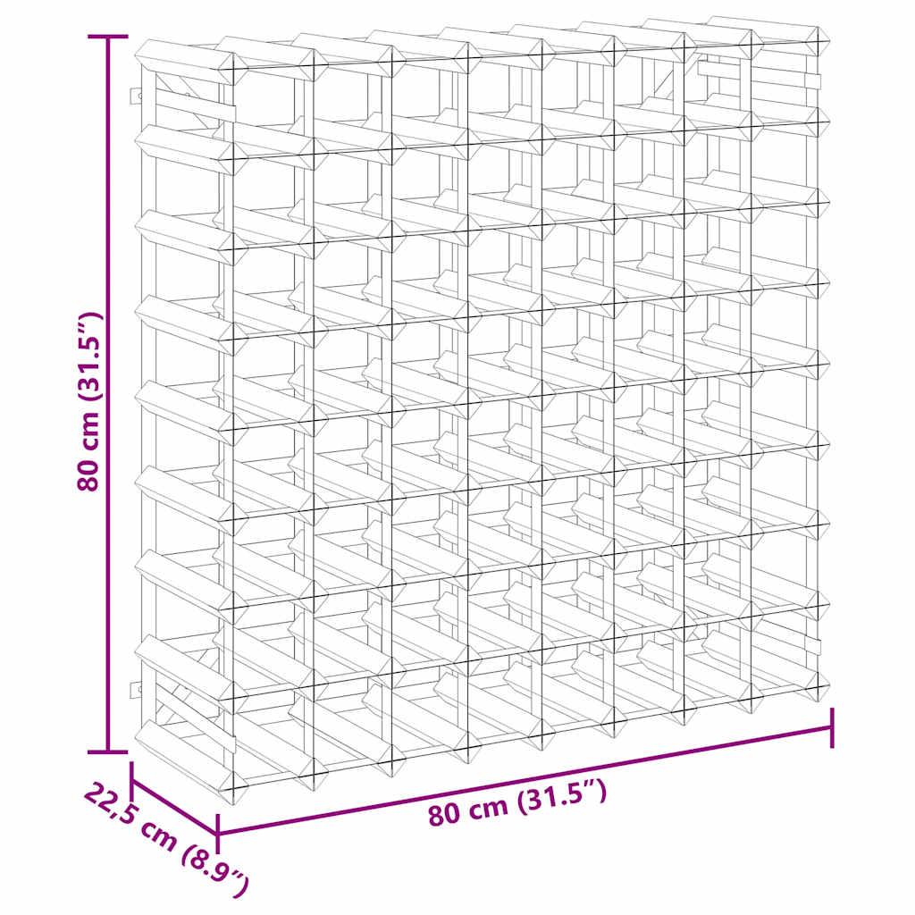 Weinregal für 72 Flaschen Braun Massivholz Kiefer