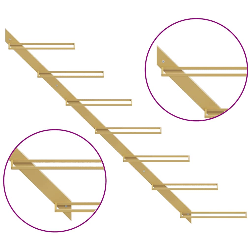 Wand-Weinregale für 7 Flaschen 2 Stk. Golden Metall