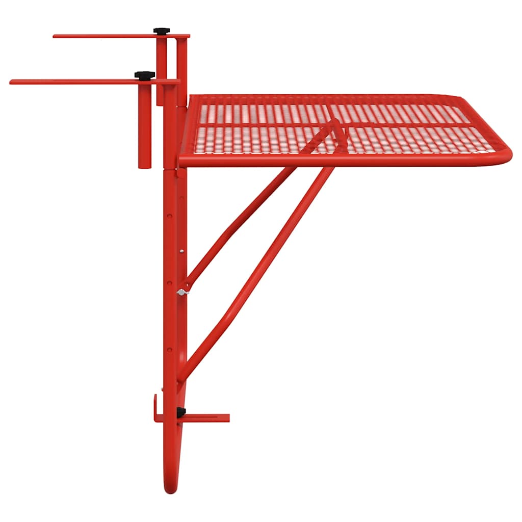 vidaXL Balkontisch Rot 60x40 cm Stahl