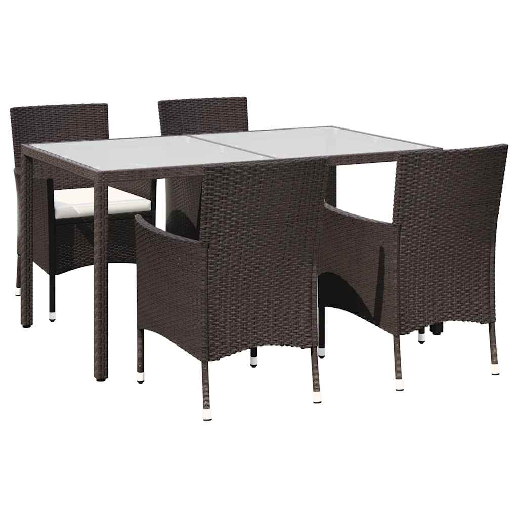 vidaXL Salle à manger de jardin 5 pcs avec coussins résine tressée marron