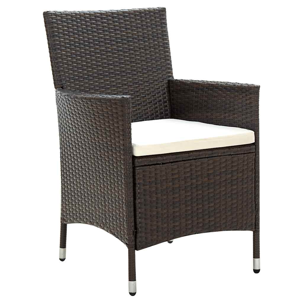 vidaXL Salle à manger de jardin 5 pcs avec coussins résine tressée marron