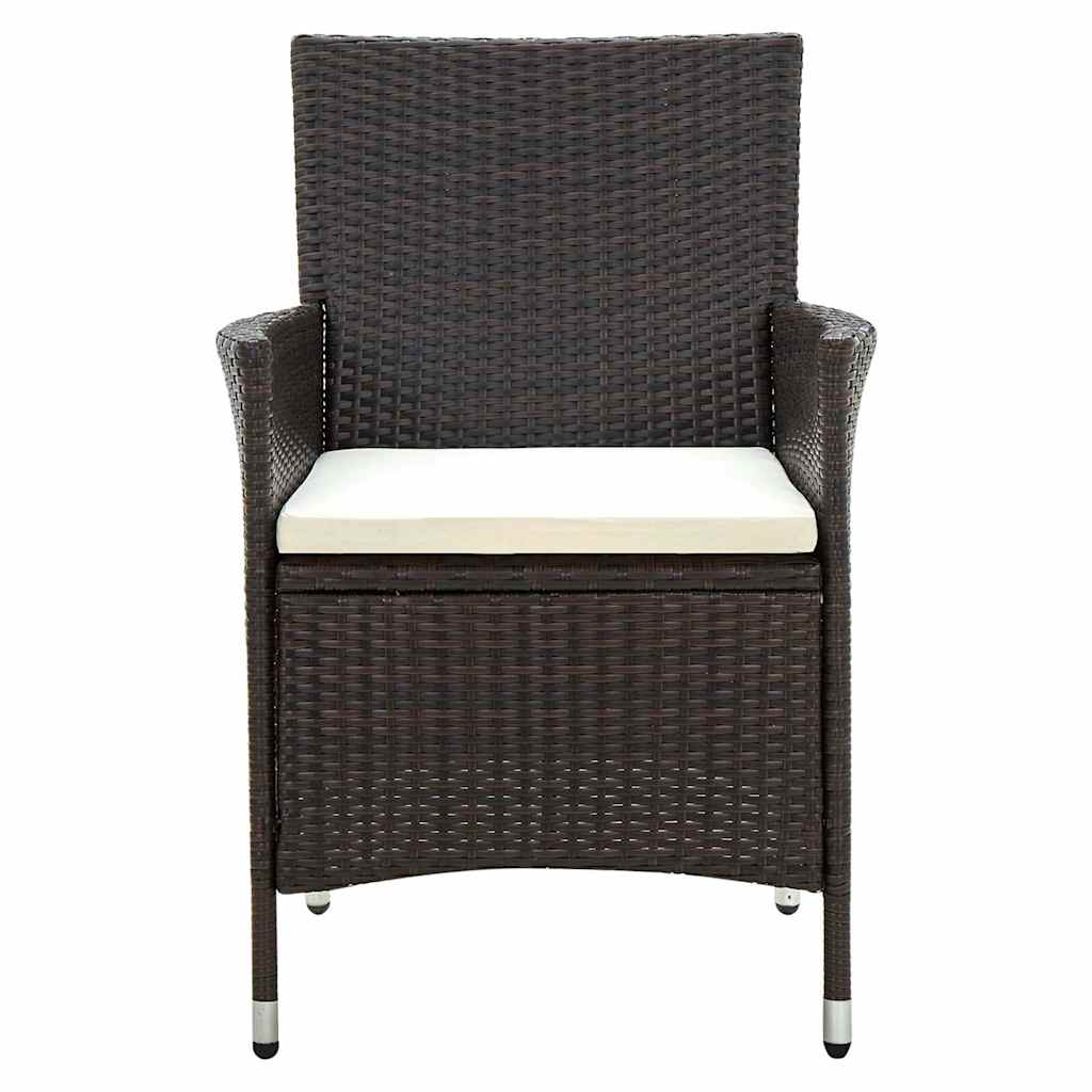 vidaXL Salle à manger de jardin 5 pcs avec coussins résine tressée marron