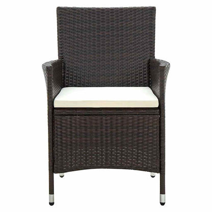 vidaXL Salle à manger de jardin 5 pcs avec coussins résine tressée marron