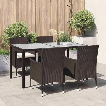 vidaXL Salle à manger de jardin 5 pcs avec coussins résine tressée marron