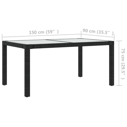 vidaXL 5-tlg. Garten-Essgruppe mit Kissen Poly Rattan Schwarz