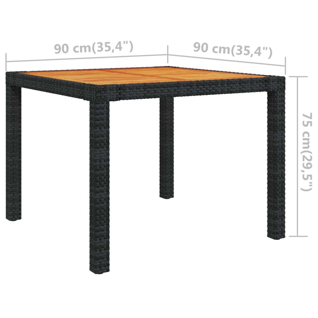 vidaXL 5-tlg. Garten-Essgruppe mit Kissen Poly Rattan Schwarz