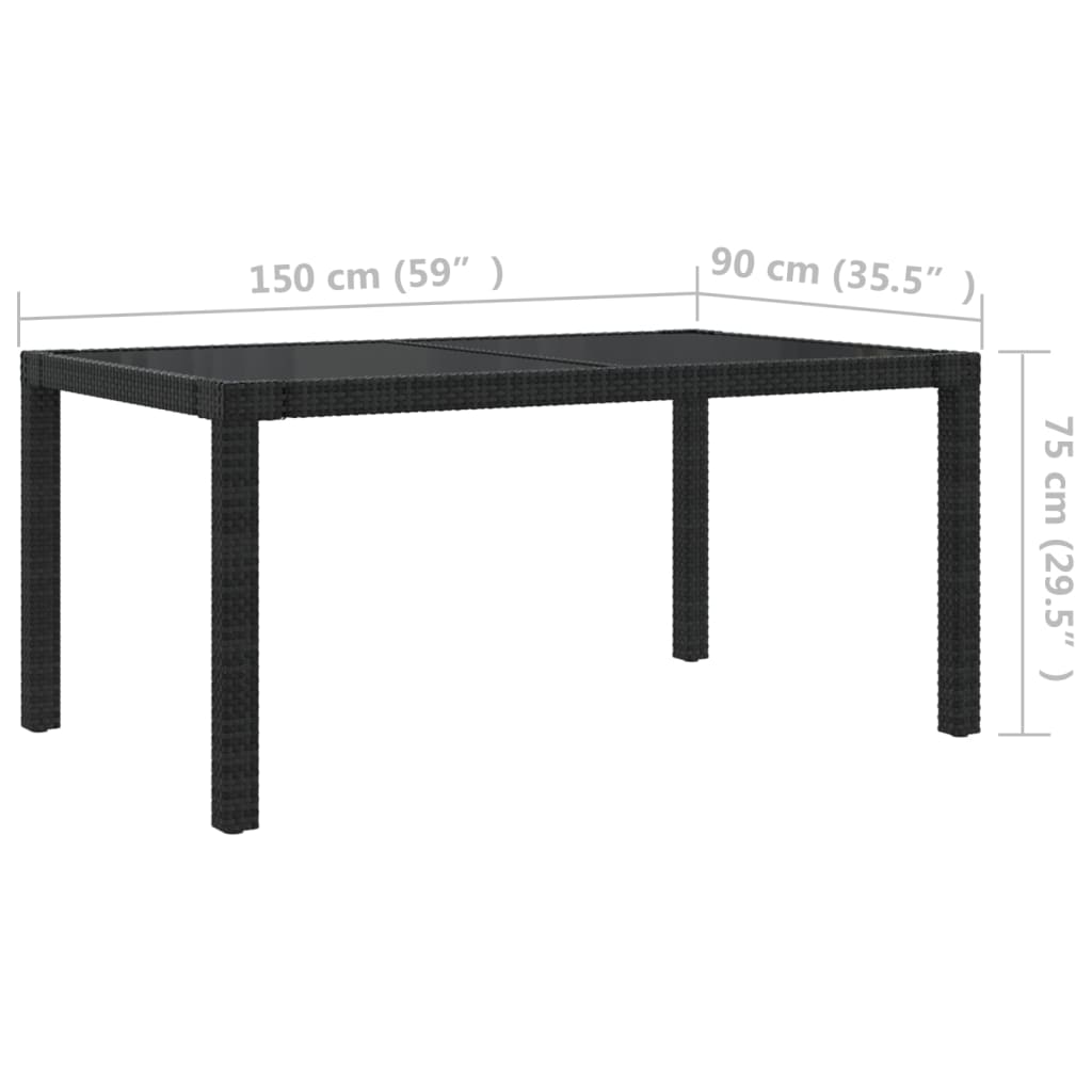 vidaXL 5-tlg. Garten-Essgruppe mit Kissen Poly Rattan Schwarz