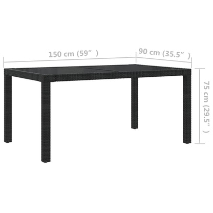 vidaXL 5-tlg. Garten-Essgruppe mit Kissen Poly Rattan Schwarz