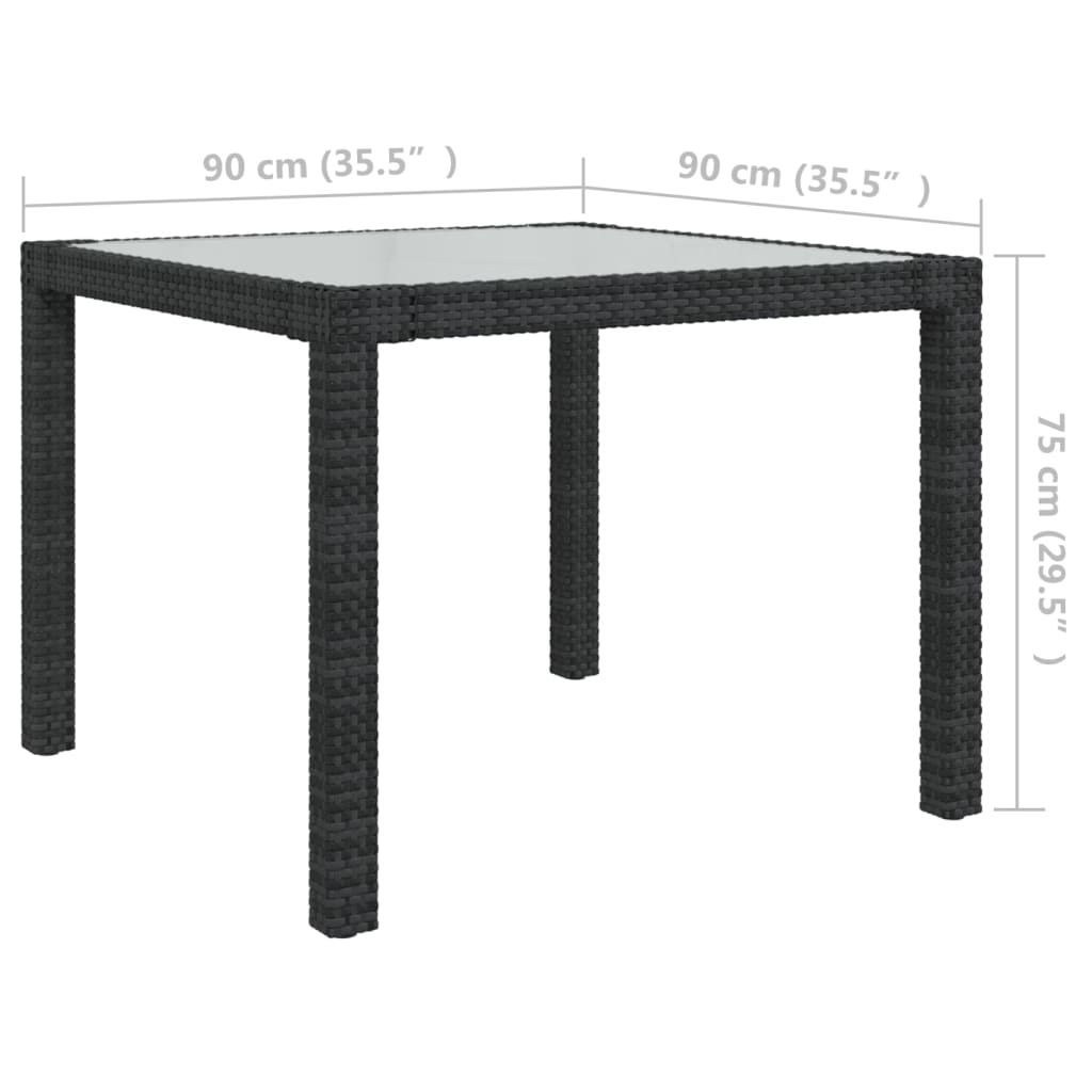 vidaXL 5-tlg. Garten-Essgruppe mit Kissen Poly Rattan Schwarz