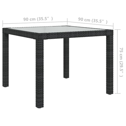 vidaXL 5-tlg. Garten-Essgruppe mit Kissen Poly Rattan Schwarz