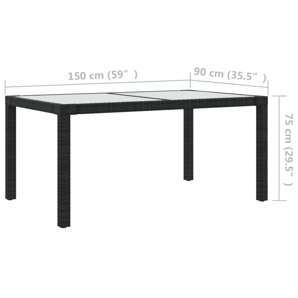 vidaXL 5-tlg. Garten-Essgruppe mit Kissen Poly Rattan Schwarz