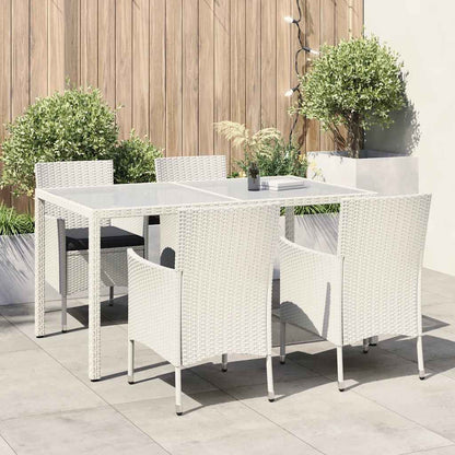 vidaXL 5-tlg. Garten-Essgruppe mit Auflagen Poly Rattan Weiß