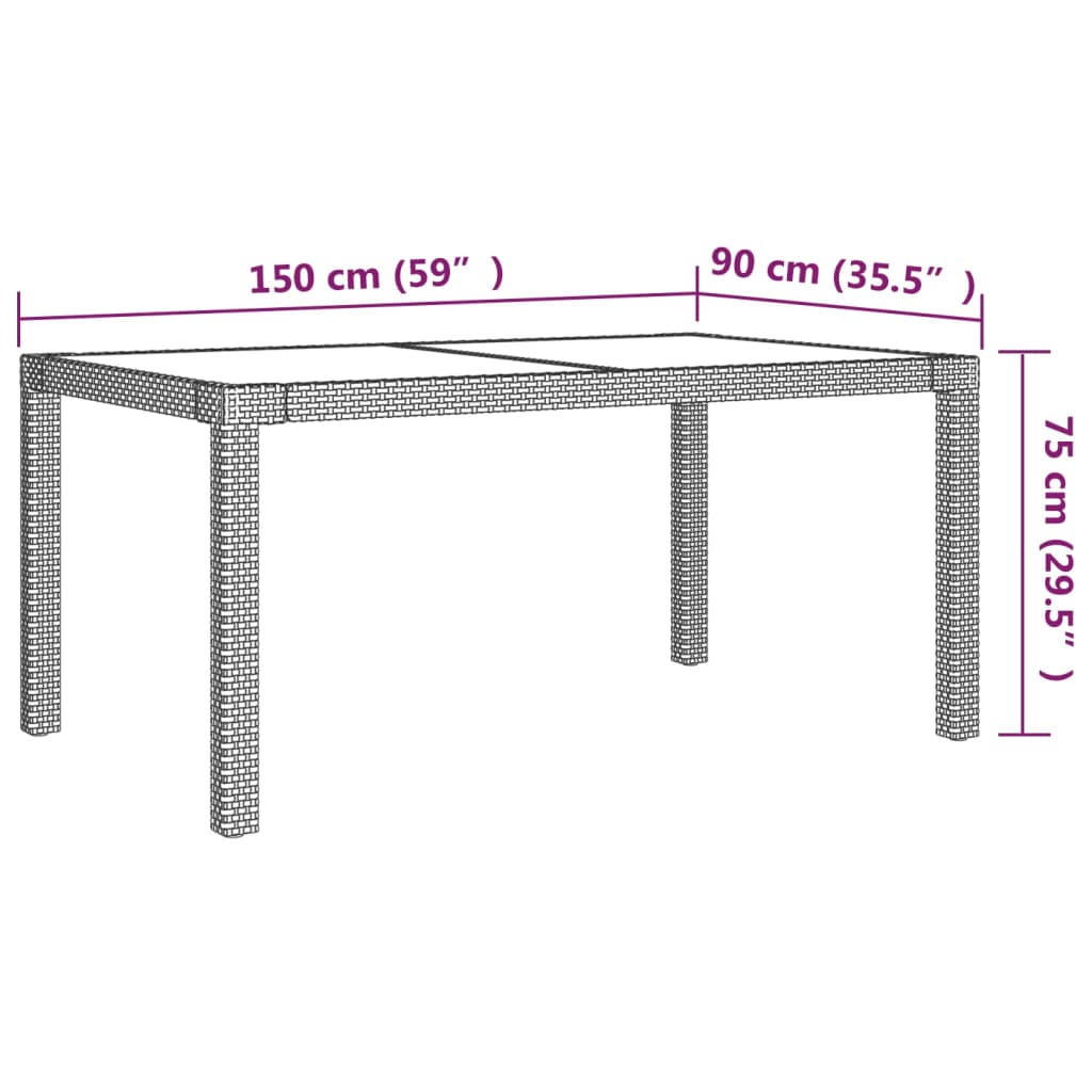 vidaXL 5-tlg. Garten-Essgruppe mit Kissen Poly Rattan Beige