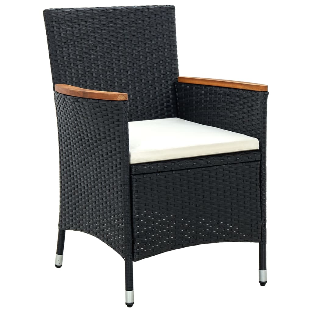 vidaXL 5-tlg. Garten-Essgruppe mit Kissen Poly Rattan Schwarz