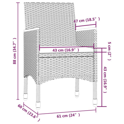 vidaXL 5-tlg. Garten-Essgruppe mit Kissen Poly Rattan Schwarz