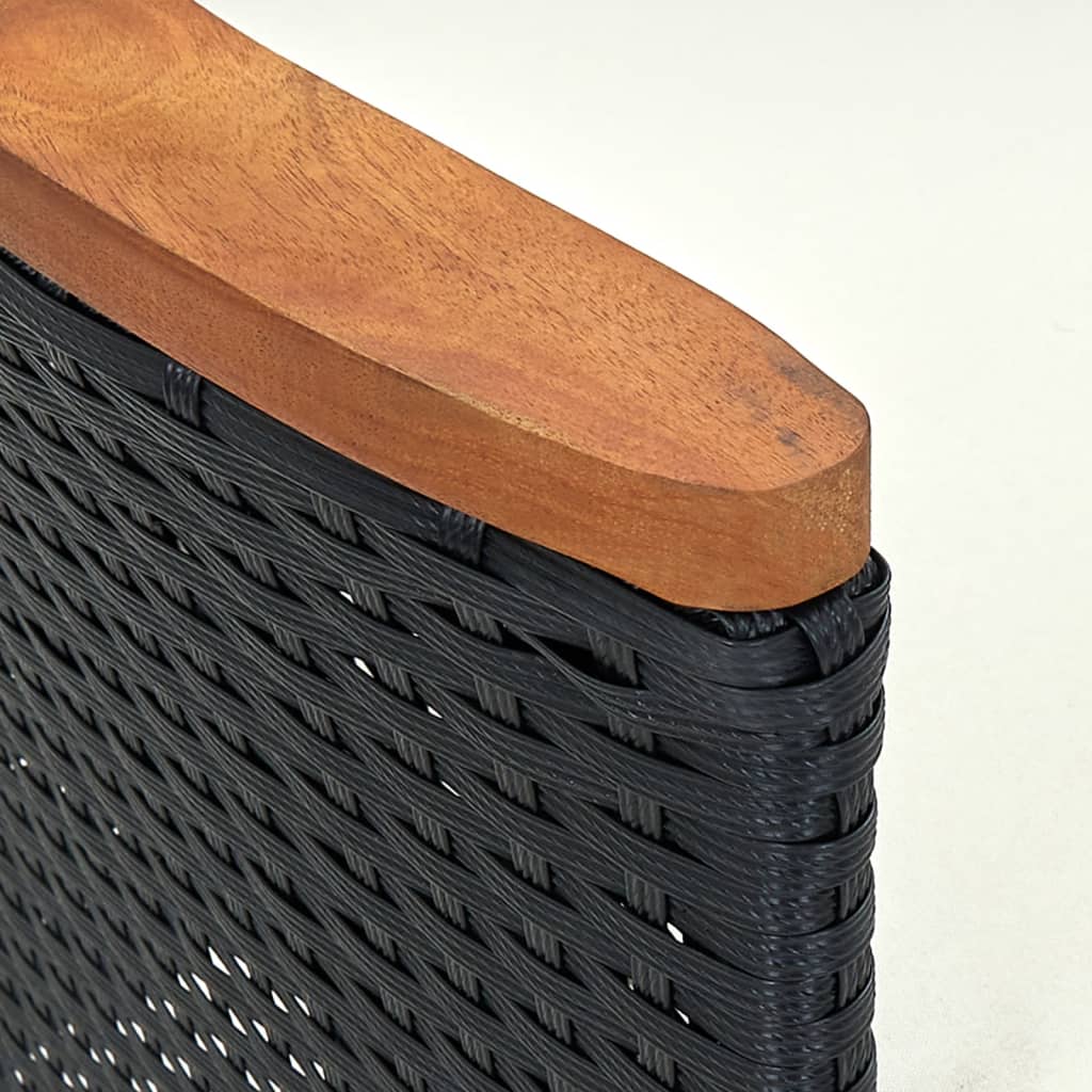 vidaXL 5-tlg. Garten-Essgruppe mit Kissen Poly Rattan Schwarz