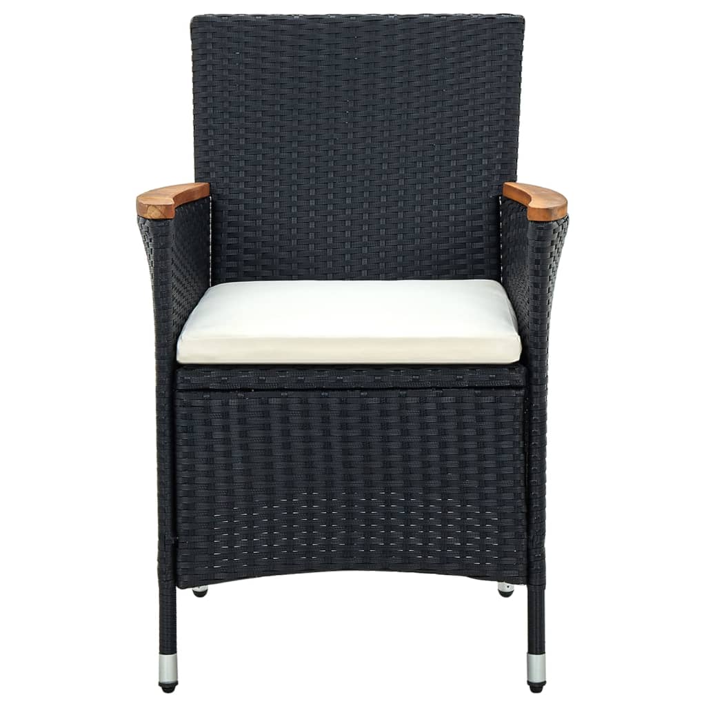 vidaXL 5-tlg. Garten-Essgruppe mit Kissen Poly Rattan Schwarz