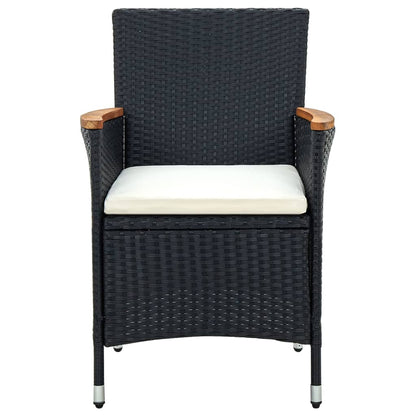 vidaXL 5-tlg. Garten-Essgruppe mit Kissen Poly Rattan Schwarz