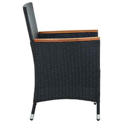 vidaXL 5-tlg. Garten-Essgruppe mit Kissen Poly Rattan Schwarz