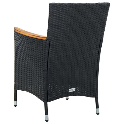vidaXL 5-tlg. Garten-Essgruppe mit Kissen Poly Rattan Schwarz