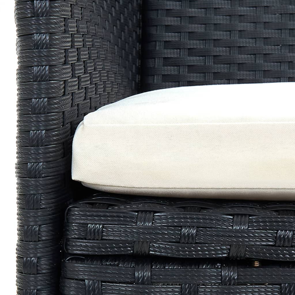 vidaXL 5-tlg. Garten-Essgruppe mit Kissen Poly Rattan Schwarz
