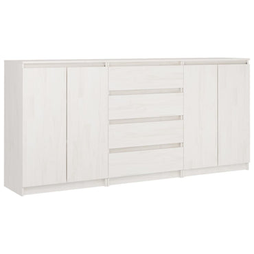 vidaXL Commodes 3 pcs Blanc Bois de pin massif