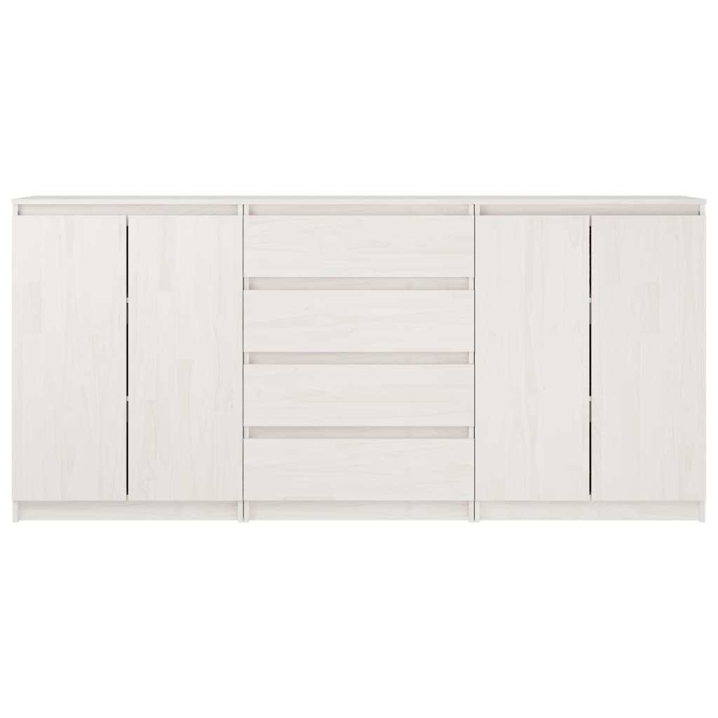 vidaXL Commodes 3 pcs Blanc Bois de pin massif