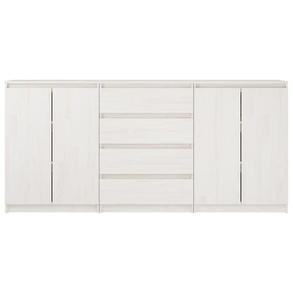 vidaXL Commodes 3 pcs Blanc Bois de pin massif