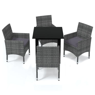 vidaXL 5-tlg. Garten-Essgruppe mit Kissen Poly Rattan Grau