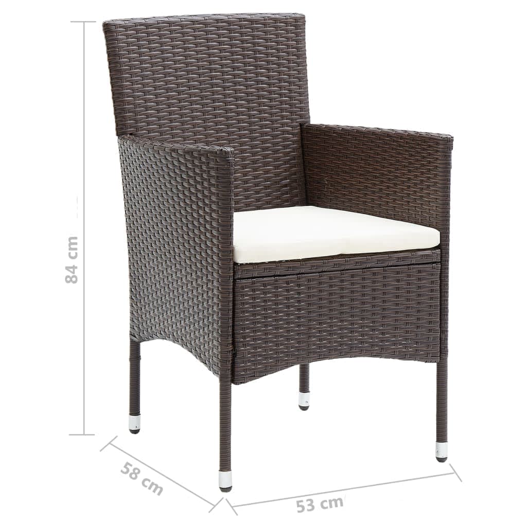 vidaXL Ensemble de salle à manger de jardin 5 pièces avec coussins résine tressée marron