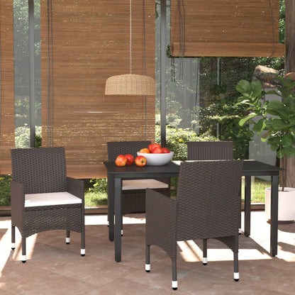 vidaXL Ensemble de salle à manger de jardin 5 pièces avec coussins résine tressée marron