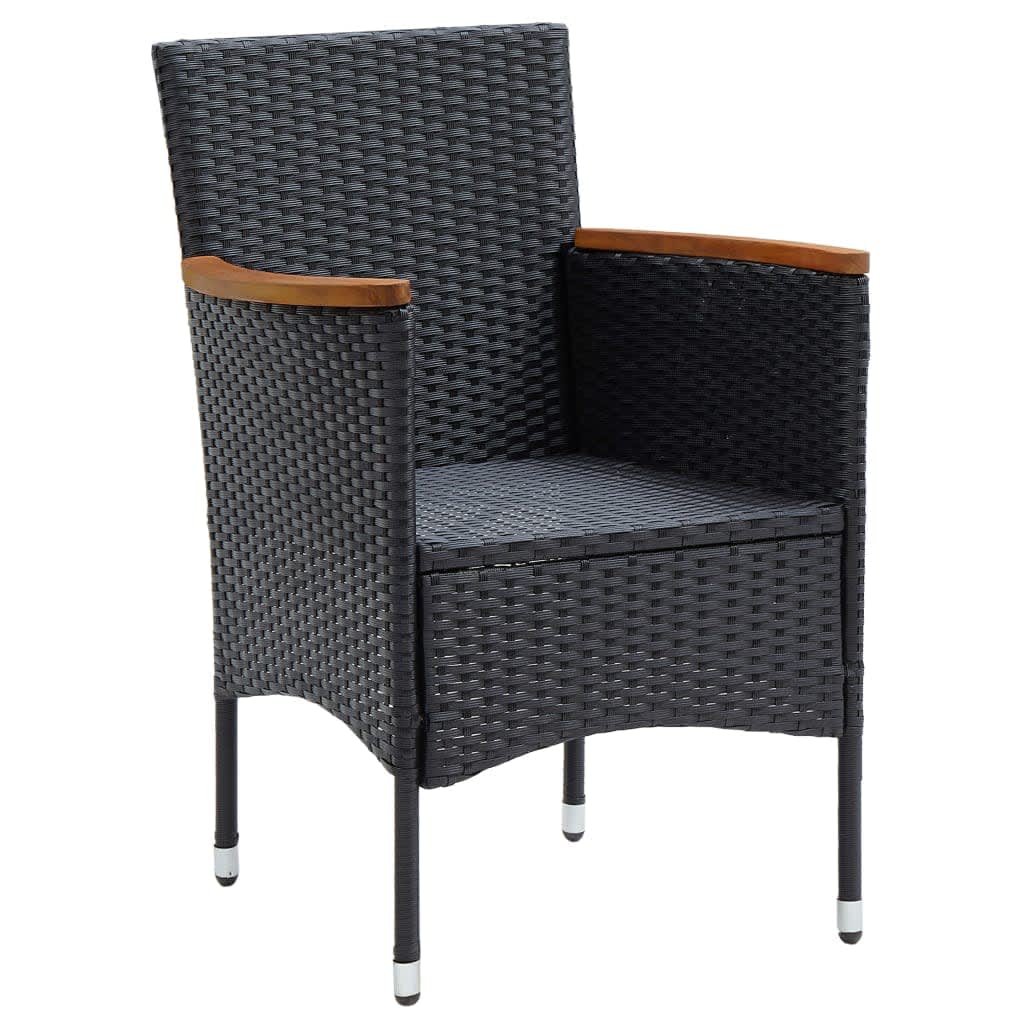 vidaXL 5-tlg. Garten-Essgruppe mit Kissen Poly Rattan Schwarz
