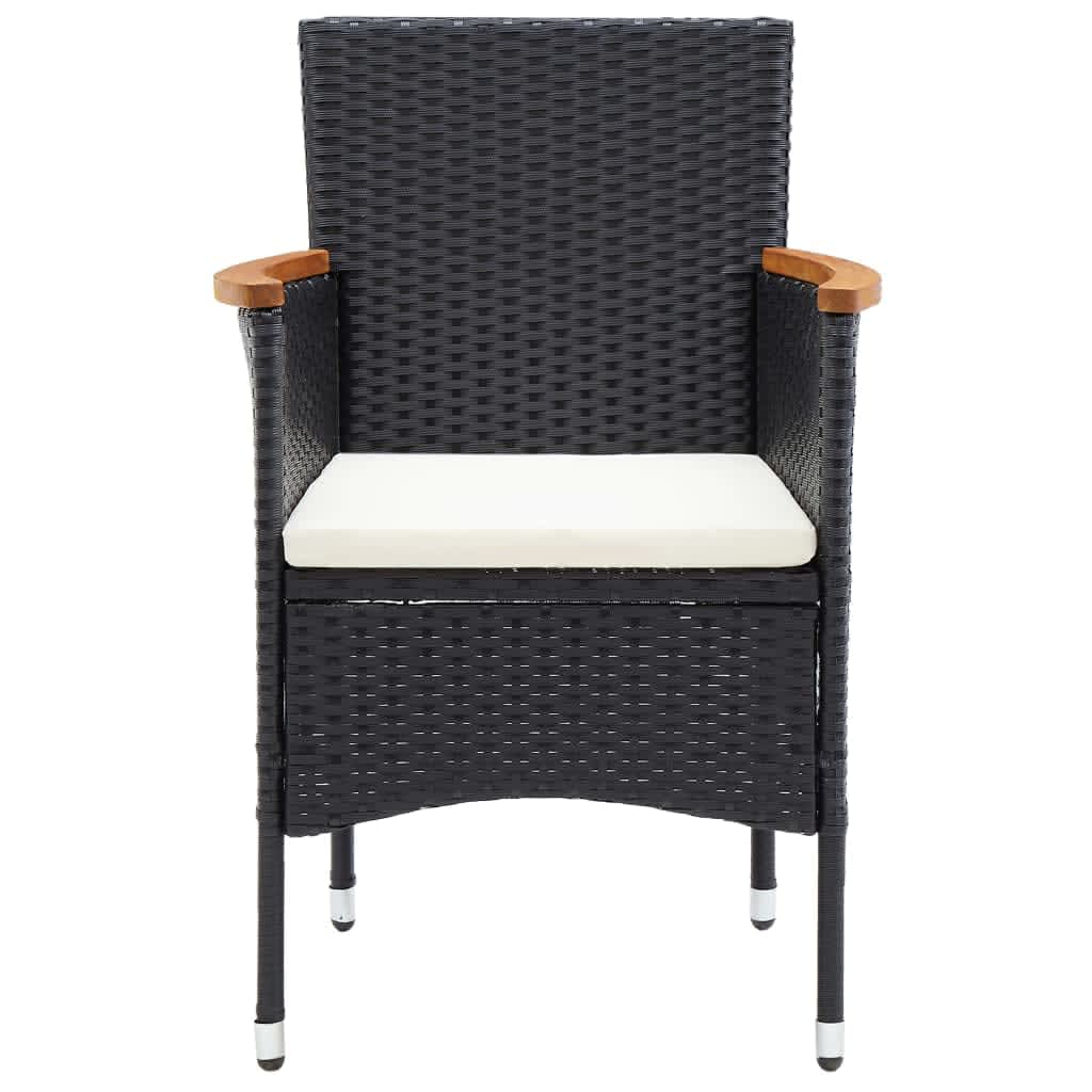 vidaXL 5-tlg. Garten-Essgruppe mit Kissen Poly Rattan Schwarz