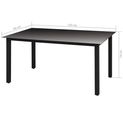 vidaXL 5-tlg. Garten-Essgruppe mit Kissen Poly Rattan Schwarz