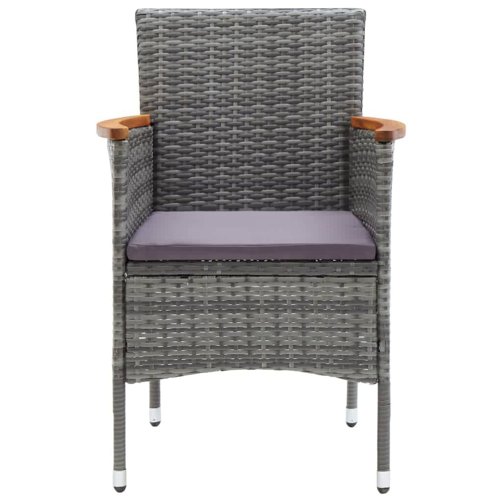 vidaXL 5-tlg. Garten-Essgruppe mit Kissen Poly Rattan Grau