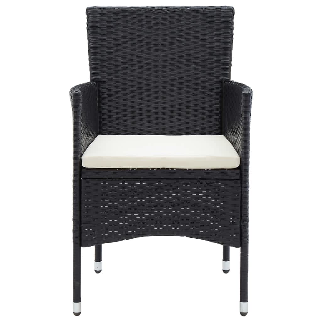 vidaXL 5-tlg. Garten-Essgruppe mit Kissen Poly Rattan Schwarz