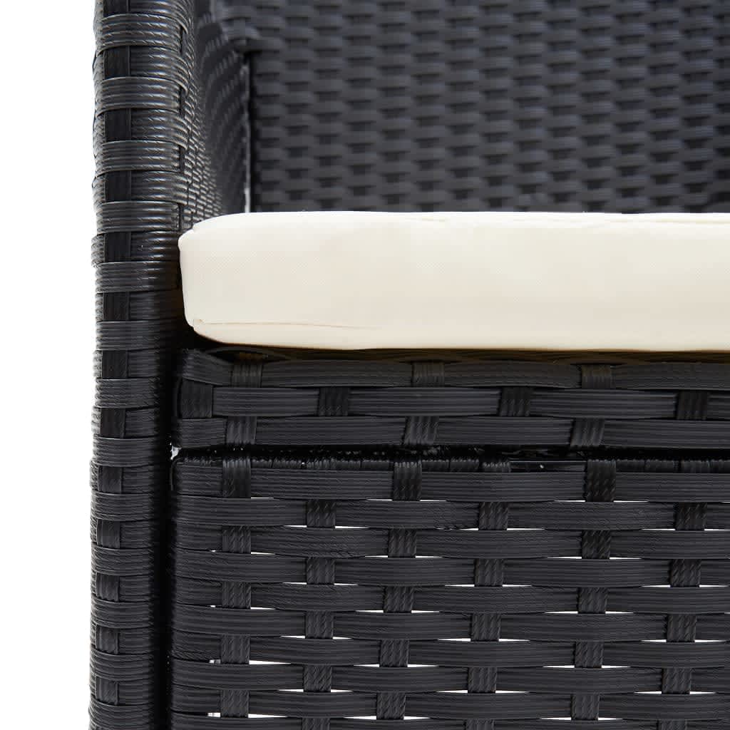 vidaXL 5-tlg. Garten-Essgruppe mit Kissen Poly Rattan Schwarz