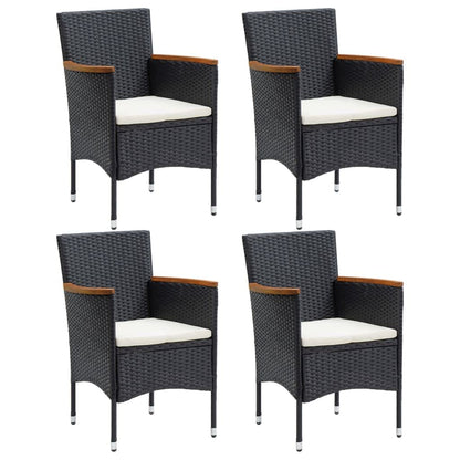 vidaXL 5-tlg. Garten-Essgruppe mit Kissen Poly Rattan Schwarz