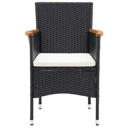 vidaXL 5-tlg. Garten-Essgruppe mit Kissen Poly Rattan Schwarz