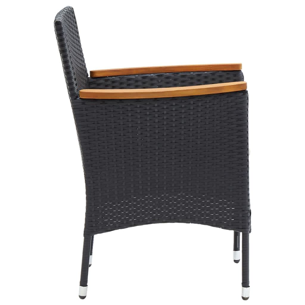 vidaXL 5-tlg. Garten-Essgruppe mit Kissen Poly Rattan Schwarz
