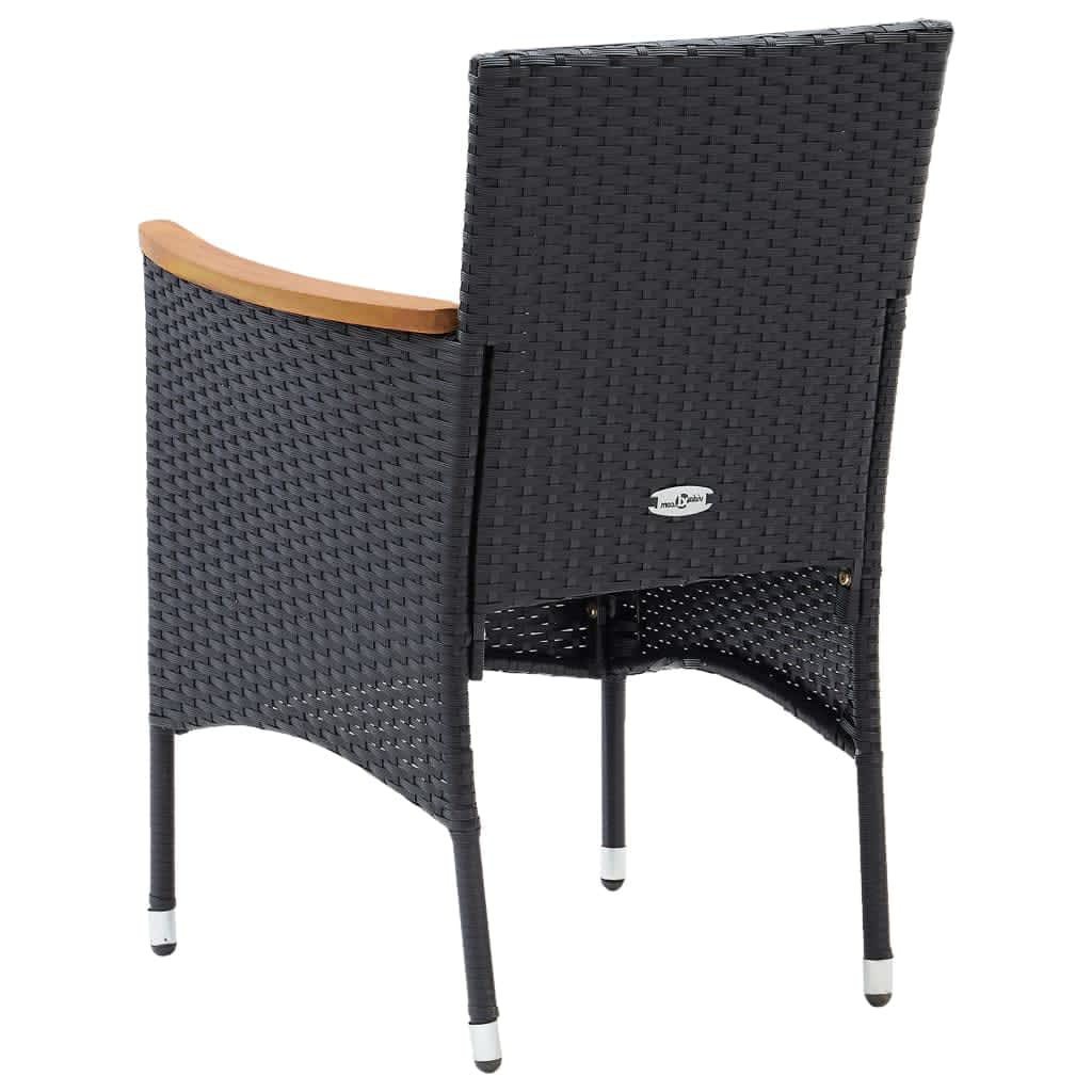 vidaXL 5-tlg. Garten-Essgruppe mit Kissen Poly Rattan Schwarz