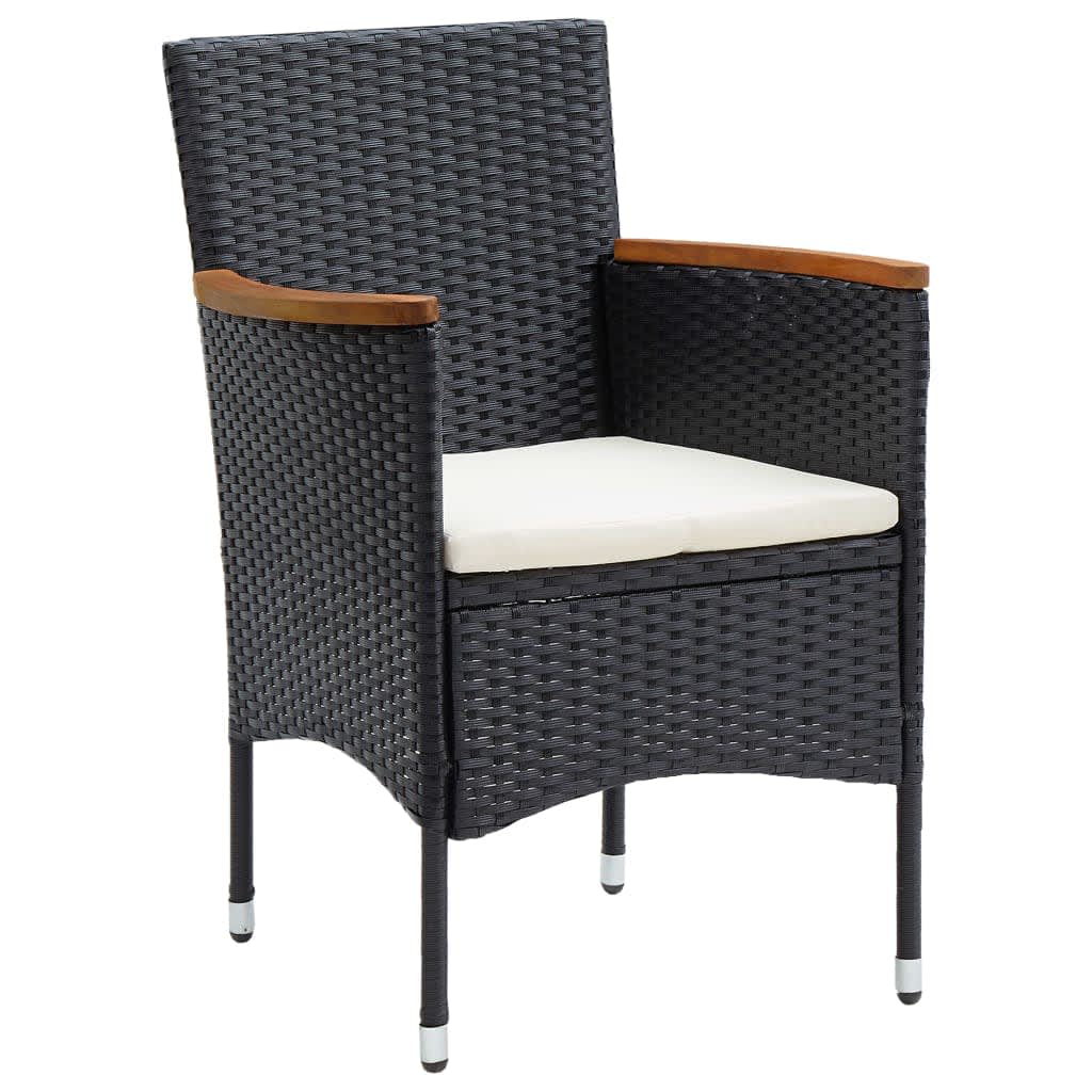 vidaXL 5-tlg. Garten-Essgruppe mit Kissen Poly Rattan Schwarz