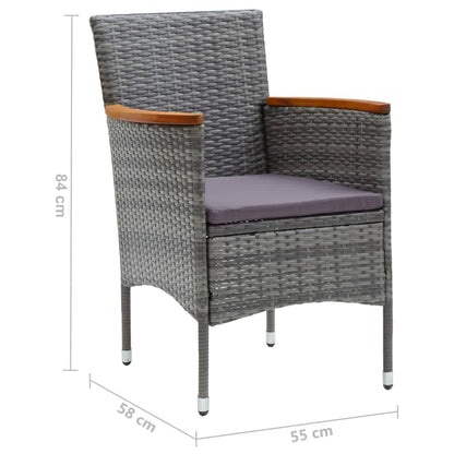 vidaXL 5-tlg. Garten-Essgruppe mit Kissen Poly Rattan Grau