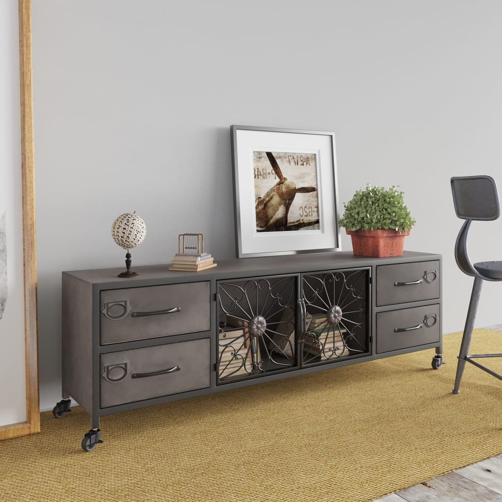 vidaXL TV-Schrank Silbern 110x30x40 cm Eisen