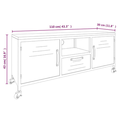 vidaXL TV-Schrank Schwarz 110x30x43 cm Eisen und Massivholz Tanne